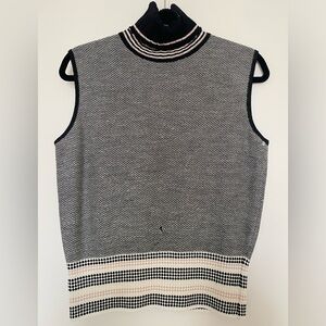 Missoni Black and Cream Sleeveless Turtleneck Top - Size 10